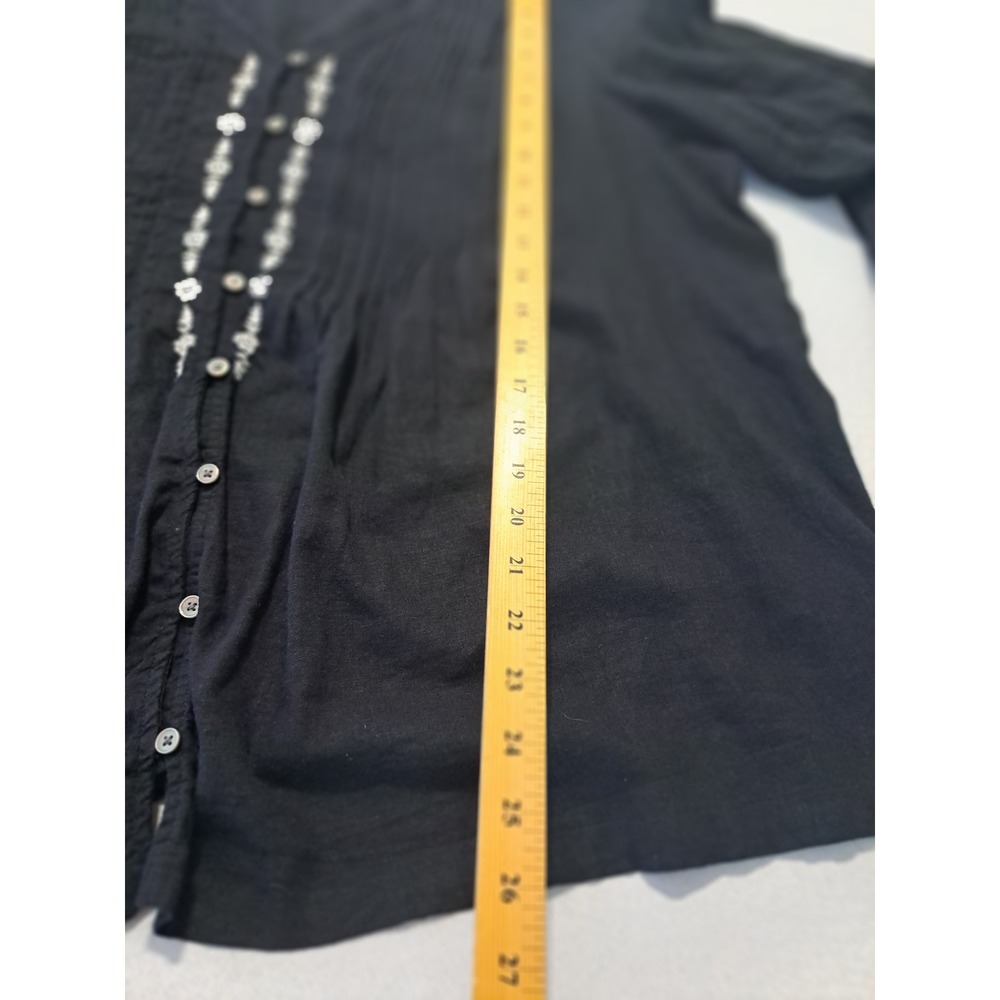 Style & Co Black Embroidered Pintuck Bell Sleeve Blouse Top Plus Size 2X - Picture 4 of 5